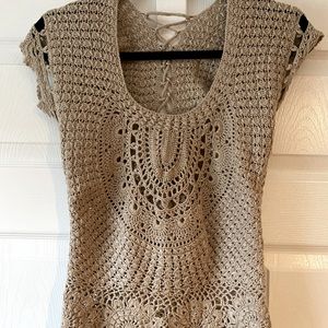 Knit Lace Short Sleeve Sweater